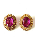 Load image into Gallery viewer, Clip On Purple Vintage Earrings
