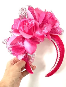 Pink Floral Padded Headband