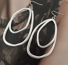 Load image into Gallery viewer, Silver Double Hoop Earrings
