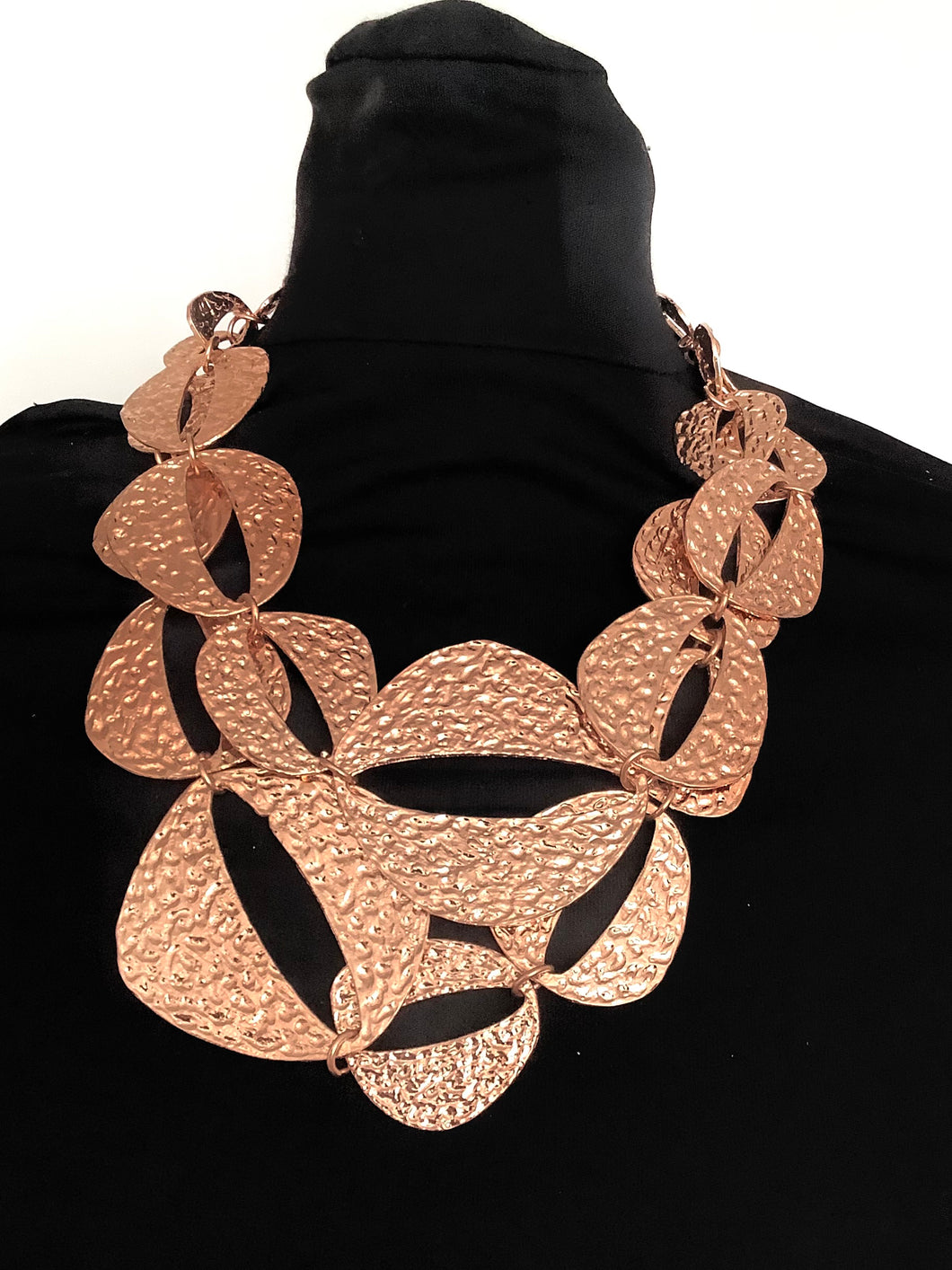 Rose Gold Hammered Abstract Chain Necklace
