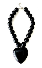 Load image into Gallery viewer, Chunky Black Acrylic Heart Necklace
