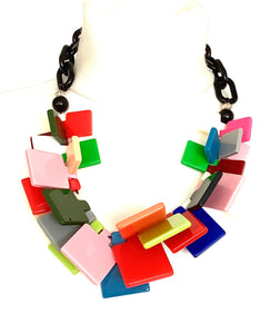 Multi-Coloured Abstract Acrylic Statement Necklace