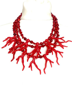 Red Acrylic Coral Necklace