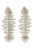 Load image into Gallery viewer, Silver Diamanté Fishbone Earrings
