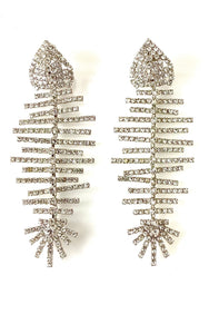 Silver Diamanté Fishbone Earrings