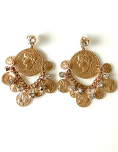 Load image into Gallery viewer, Gold Coin and Chain Statement Earrings
