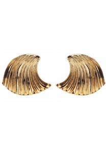 Gold Fan Style Stud Earrings