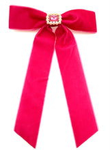 Load image into Gallery viewer, Magenta Pink Velvet Bow Brooch
