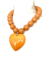 Load image into Gallery viewer, Chunky Mustard Acrylic Heart Necklace
