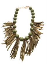Load image into Gallery viewer, Khaki Green Suede Tassel Necklace
