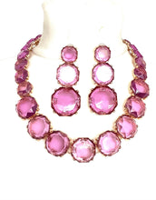 Load image into Gallery viewer, Purple Jewelled Necklace e and Earrings Set
