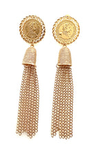 Load image into Gallery viewer, Gold Coin Tassel Earrings
