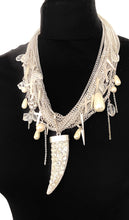 Load image into Gallery viewer, Silver Tusk and Chain Statement Necklace
