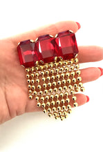Load image into Gallery viewer, Vintage Red and Gold Jewelled Brooch
