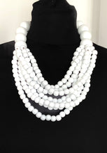 Load image into Gallery viewer, Chunky White Wooden Bead Statement Necklace
