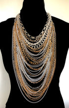 Load image into Gallery viewer, Long Multi Metallic Chain Statement Necklace
