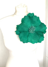 Load image into Gallery viewer, Over-Sized Emerald Green Flower Brooch Corsage
