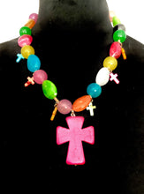 Load image into Gallery viewer, Pink Boho across and Bead Necklace
