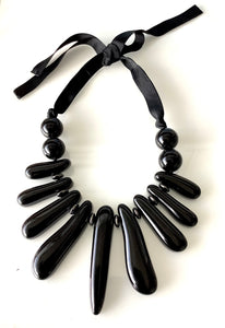 Chunky Black Acrylic Statement Necklace