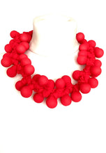 Load image into Gallery viewer, Red Fabric Bead Statement Necklace
