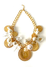 Load image into Gallery viewer, Gold Coin and Pearl Bead Handmade Necklace
