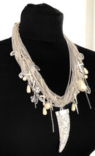 Load image into Gallery viewer, Silver Tusk and Chain Statement Necklace
