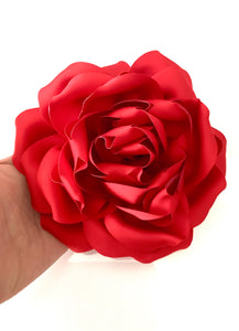 Red Satin Flower Corsage Brooch