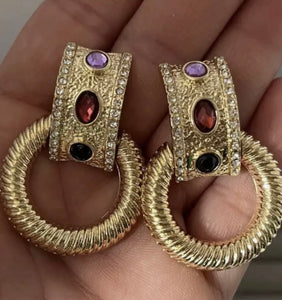 Jewelled Door Knocker Hoop Earrings