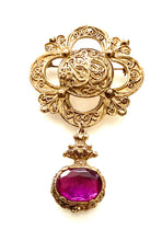 Load image into Gallery viewer, Vintage Gold and Purple Jewelled Brooch
