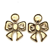 Load image into Gallery viewer, Clip On Gold Vintage Bow Earrings
