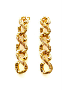 Clip On Gold Vintage Chain Earrings