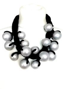 Chunky Silver Bead Statement Necklace