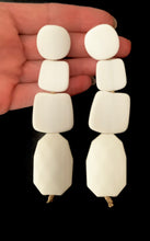 Load image into Gallery viewer, Long White Acrylic Bead Earrings
