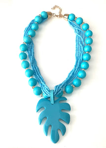 Turquoise Acrylic Leaf Necklace