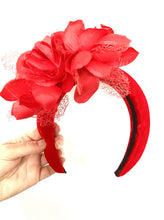 Load image into Gallery viewer, Red Floral Padded Headband
