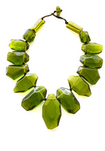 Load image into Gallery viewer, Green Abstract Acrylic Statement Necklace
