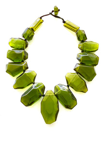 Green Abstract Acrylic Statement Necklace