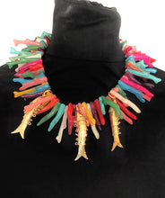 Load image into Gallery viewer, Rainbow Coral and Gold Fish Statement Necklace
