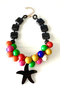 Chunky Bead and Black Starfish Necklace