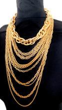 Load image into Gallery viewer, Chunky Gold Layered Waterfall Statement Necklace
