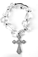 Load image into Gallery viewer, Clear Chunky Bead and Cross Necklace
