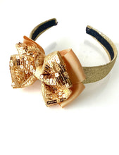 Load image into Gallery viewer, Gold Sequin Bow Headband
