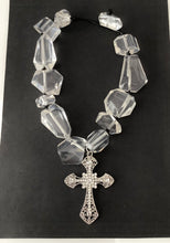 Load image into Gallery viewer, Clear Chunky Bead and Cross Necklace
