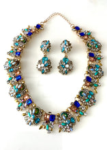 Load image into Gallery viewer, Turquoise Crystal Jewelled Necklace and Earrings Set
