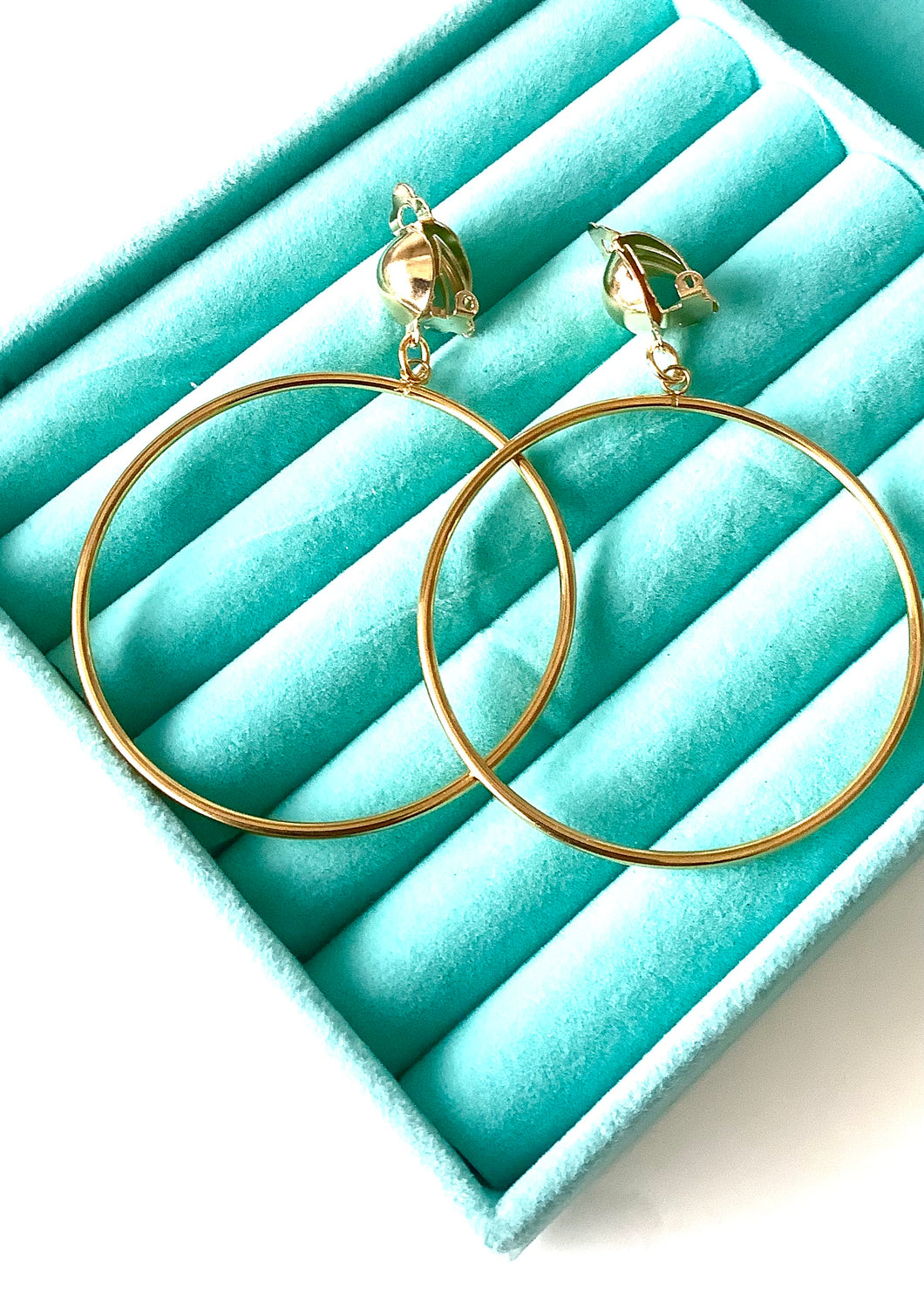 Clip On Big Gold Hoop Earrings