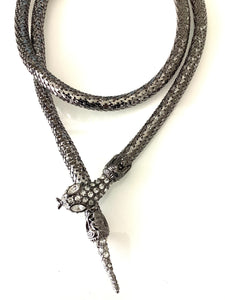 Vintage Gunmetal Long Snake Necklace