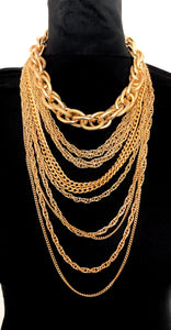 Chunky Gold Layered Waterfall Statement Necklace