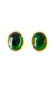 Clip On Green Vintage Earrings