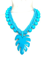 Load image into Gallery viewer, Turquoise Acrylic Leaf Necklace

