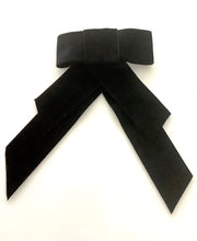 Load image into Gallery viewer, Black Velvet Bow Brooch
